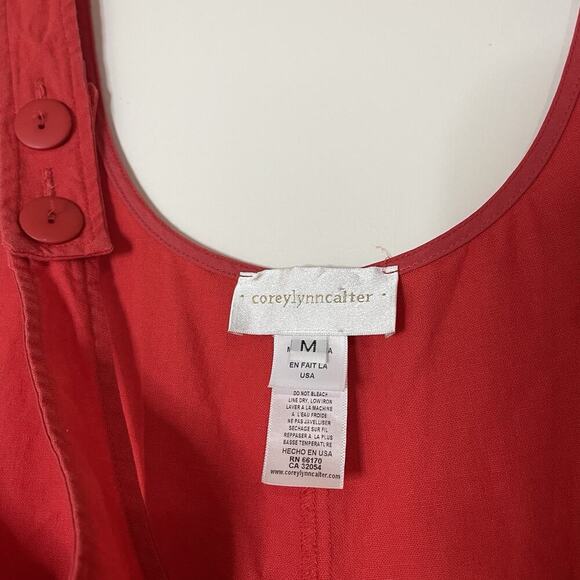 Anthropologie Corey Lynn Calter Adeline Romper Coral Red Linen medium - Picture 5 of 7
